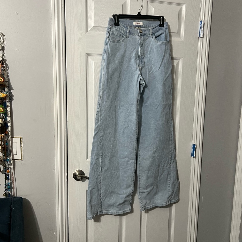 Vibrant Light Blue Flare & Wide Leg Jeans